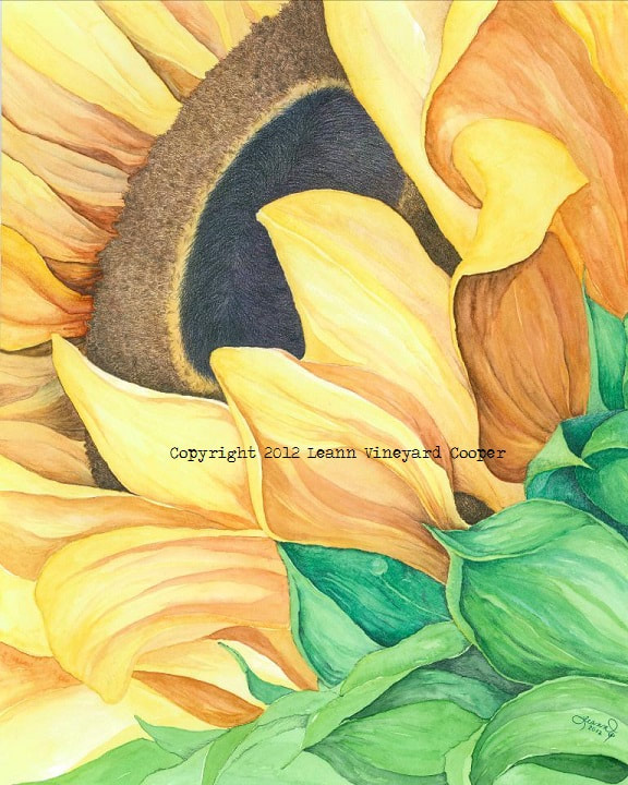 sunflower watercolor painting titled For Vincent