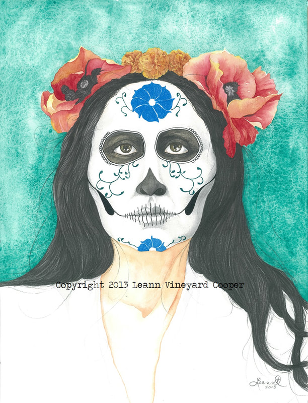 watercolor Georgia O'Keeffe day of the dead 